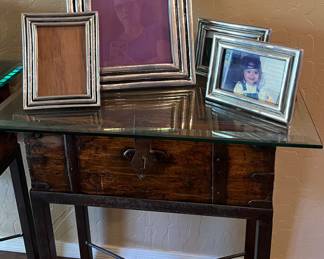 Trunk/End Table w Glass Top, Holland Boone Frames