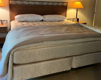 Pier 1 Imports Bedroom: King Bed Frame, Dresser, 2 Nightstands and Mirror, King Mattress/BS, Iron Table Lamps pair