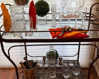 Tea/Bar Cart, Assorted Barware