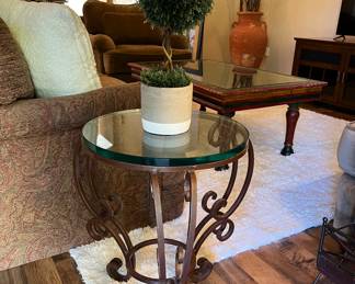 Iron End Table pair, Area Rug, Decor
