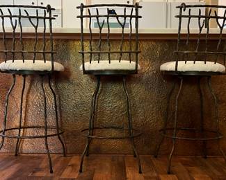 Set/3 Bar Stools Iron Branch Design