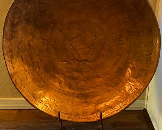 Large Copper Platter on Stand