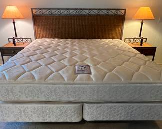 Pier 1 Imports Bedroom: King Bed Frame, Dresser, 2 Nightstands and Mirror, King Mattress/BS, Iron Table Lamps pair