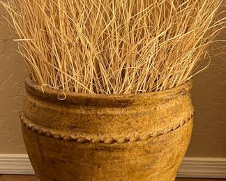 Pottery on Metal Stand w Dried Grasses