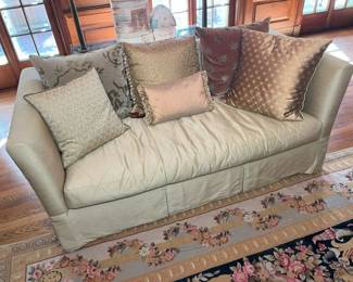 180 R. Jones Silk Dupioni Upholstered Settee IImin