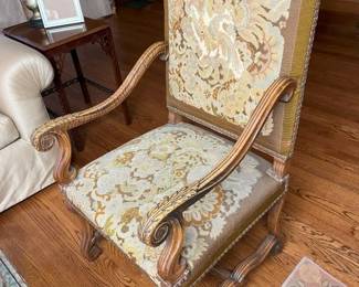 180 Antique Needlework Carved Armchair X2min
