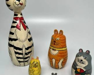180 Vintage Cat Matryoshkamin
