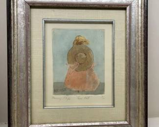 180 Danny Phifer Sun Hat Original Gouache Lithomin