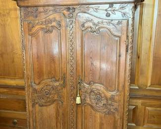 180 French Country Carved Pine Wedding Armoire Wardrobemin