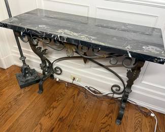 180 Marble Top Wrought Iron Console Tablemin