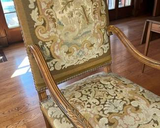 180 Antique Needlework Carved Armchair Detailmin
