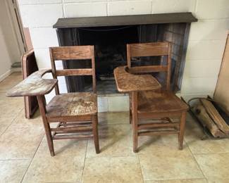 2 antique school desks