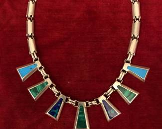 Mexican sterling and hard stone necklace