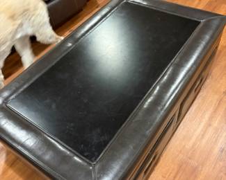 Leather ottoman with storage 