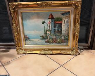 Water color picture with ornate frame 