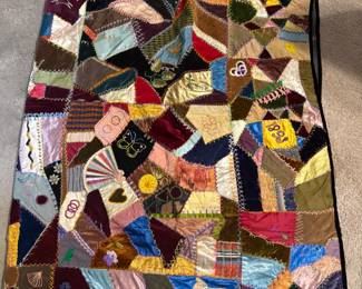 Very cool Crazy Quilt.  A date "1893" is embroidered somewhere.