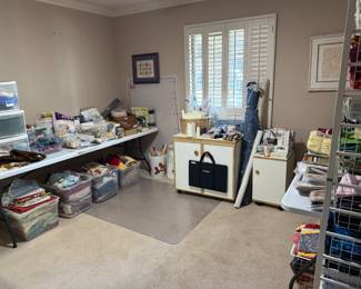 Sewing Room with tons of fabric, 3 sewing machines and other crafty things