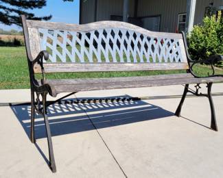Vintage Wood & Iron Bench
