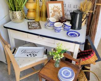 Vintage Farmhouse Finds & Wood Dressing Table Chair