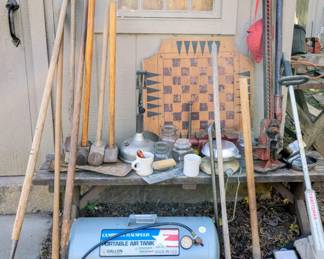 Many Tools, Portable Air Tank, Vise & Handyman Jack