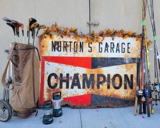 Vintage Champion Metal Sign, Wilson Golf Clubs & Fishing Poles - many to choose from