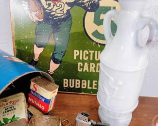Vintage Collectibles, Metal Sign & Mickey Mouse Watch
