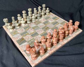 Marble Chess Set Pink And Grey