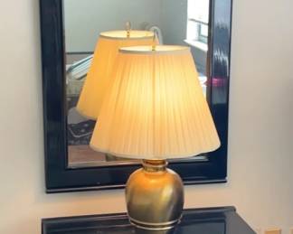 Chinoiserie Romweber Side Table And Mirror Plus Lamp.