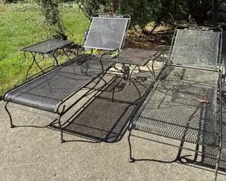 Wrought Iron Chase Lounge Set of 2 And 2 Side Tables