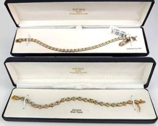 18 Kt Gold Over Sterling Diamond And Topaz Bracelets