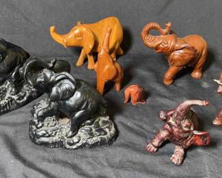 Hand Carved Elephant Figures