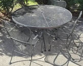 Wrought Iron Patio Table, Chairs and Tea Cart