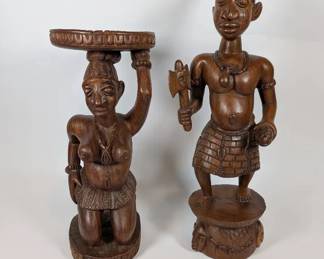 Tribal African Art Wooden Sculptures Of Man And Woman
