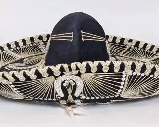 Black Mexican Sombrero With Silver Trim