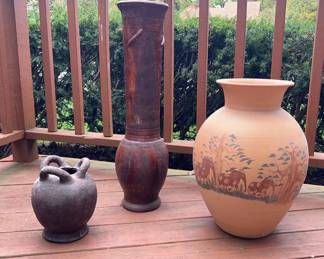Large Decorative Pottery Vases Plus Urn Pot