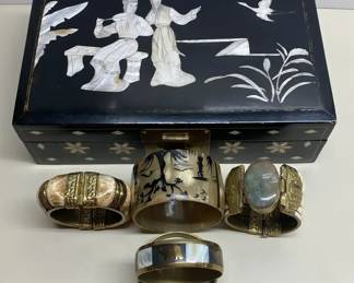 Oriental Jewelry Box Plus Bangle Bracelets