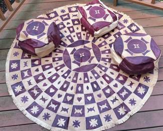 Leather Area Rug With Matching Pouf Covers