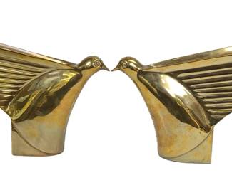 05 Dolbi Cashier Brass Bird Pair, Vintage Art Deco Style