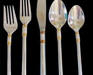 03 Aegean Weave Gold By Wallace Sterling Flatware 58 Piece Set