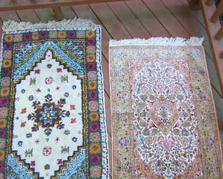 2 Vintage Middle Eastern Rugs Silk Oriental Moroccan Colorful Pile Rug