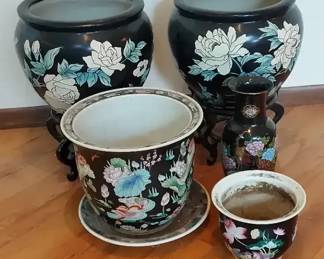 Asian Inspired Ceramic Pots And Vase
