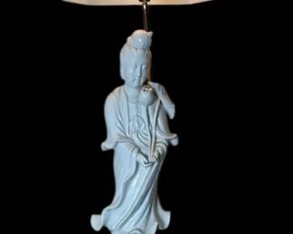 Chinese Blanc de Chine Porcelain Lamp Featuring Guanyin