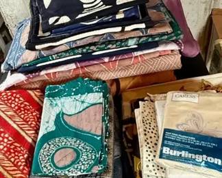 Assorted Table Cloths, Blankets And African Fabrics