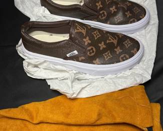 CUSTOM DESIGNED VANS SLIP ON LOAFERS, NOT AUTHORIZED BY LOUIS VUITTON