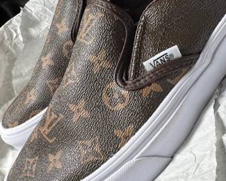 CUSTOM DESIGNED VANS SLIP ON LOAFERS, NOT AUTHORIZED BY LOUIS VUITTON