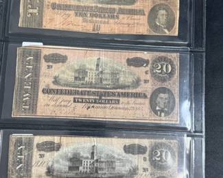 CONFEDERATE STATES OF AMERICA $10 AND $20 BANK NOTE COLLECTION