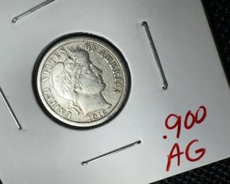 1916 SILVER BARBER DIME