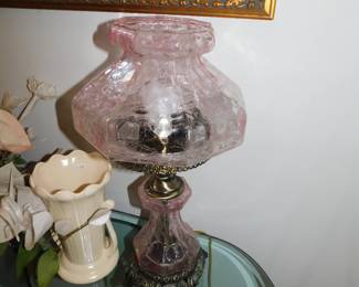 VINTAGE CRACKLE GLASS LAMP