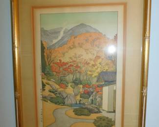 VINTAGE SIGNED TOSHI YOSHIDA  
“AUTUMN IN HAKONI MUSEUM” 1955