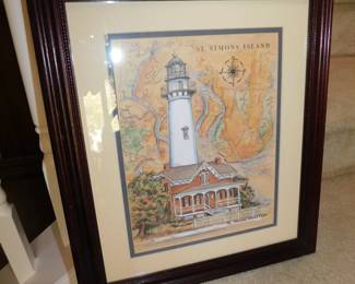ST SIMONS LIGHTHOUSE LITHOGRAPH